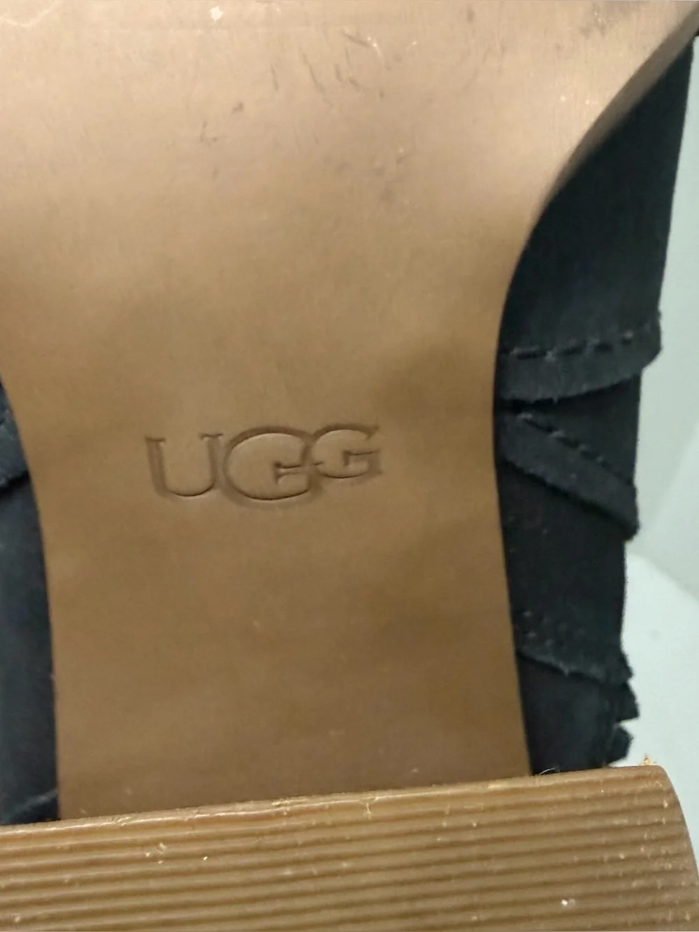 UGG Leahy Suede Ankle Boot Black Buckle Accent Size 8 1/2
